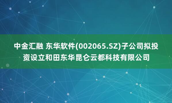 中金汇融 东华软件(002065.SZ)子公司拟投资设立和田东华昆仑云都科技有限公司