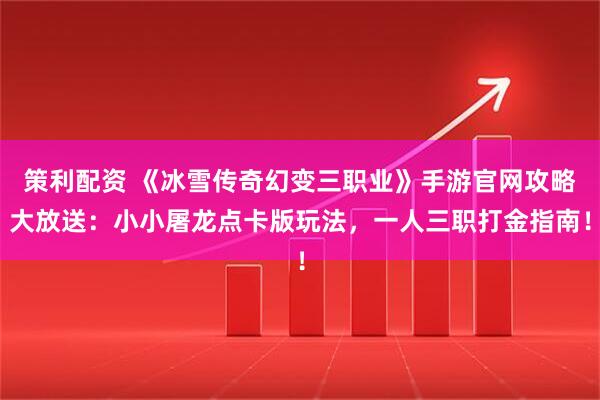 策利配资 《冰雪传奇幻变三职业》手游官网攻略大放送：小小屠龙点卡版玩法，一人三职打金指南！