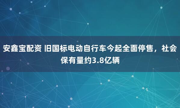 安鑫宝配资 旧国标电动自行车今起全面停售，社会保有量约3.8亿辆